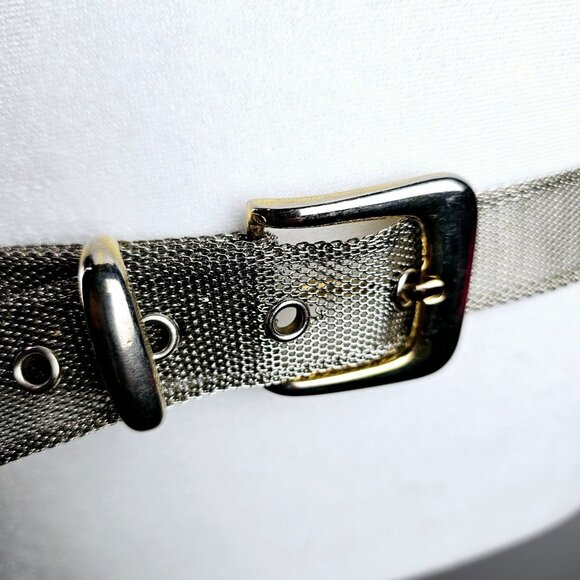Vintage 90's Two Tone, Gold & Silver Mesh Belt, 40"L X 1 1/4"W - Picture 8 of 11